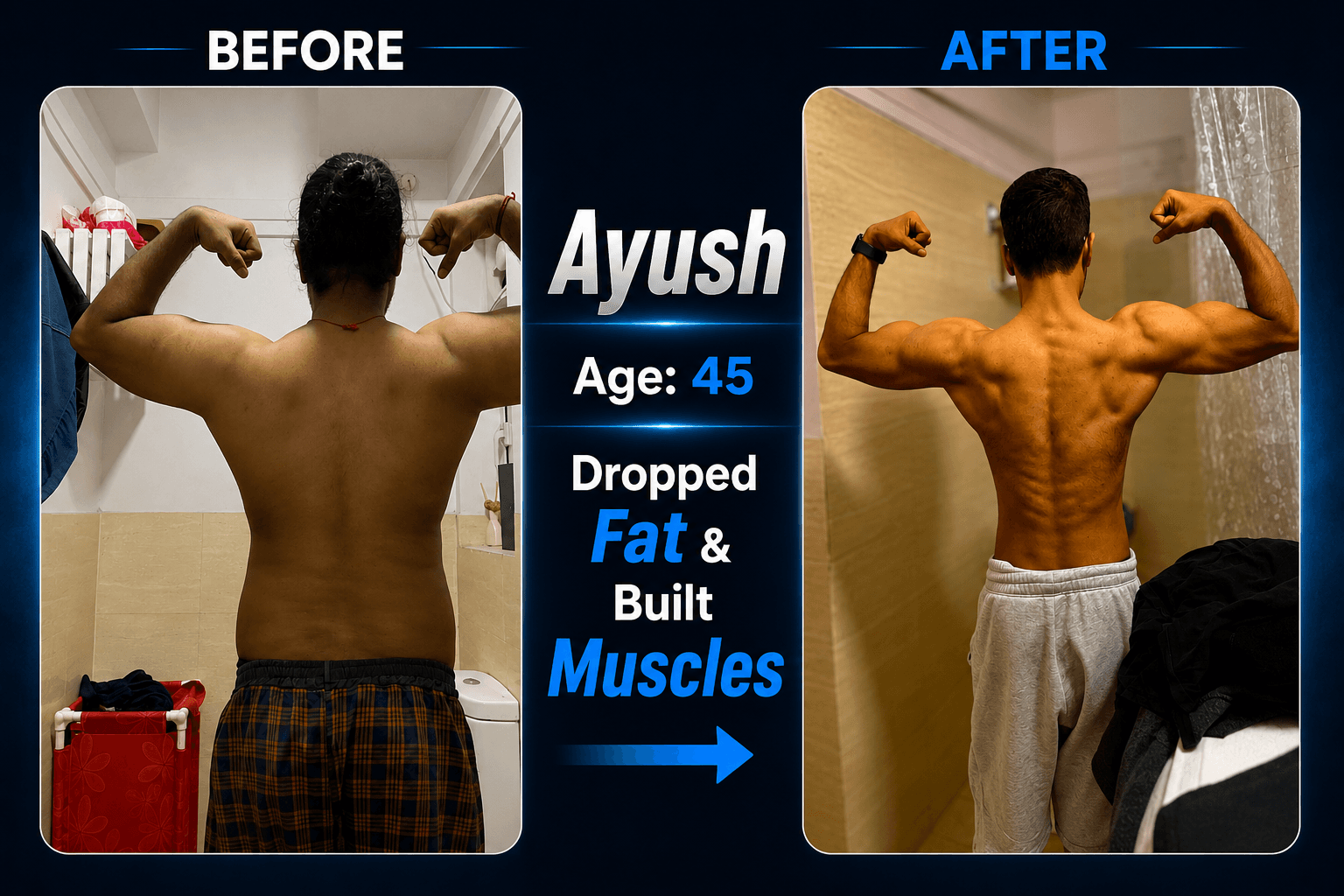 Ayush, Age 45 — Dropped fat and built muscle with the Physique Blueprint